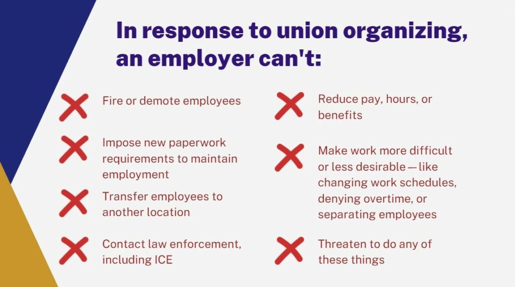 In response to union organizing an employer can't...